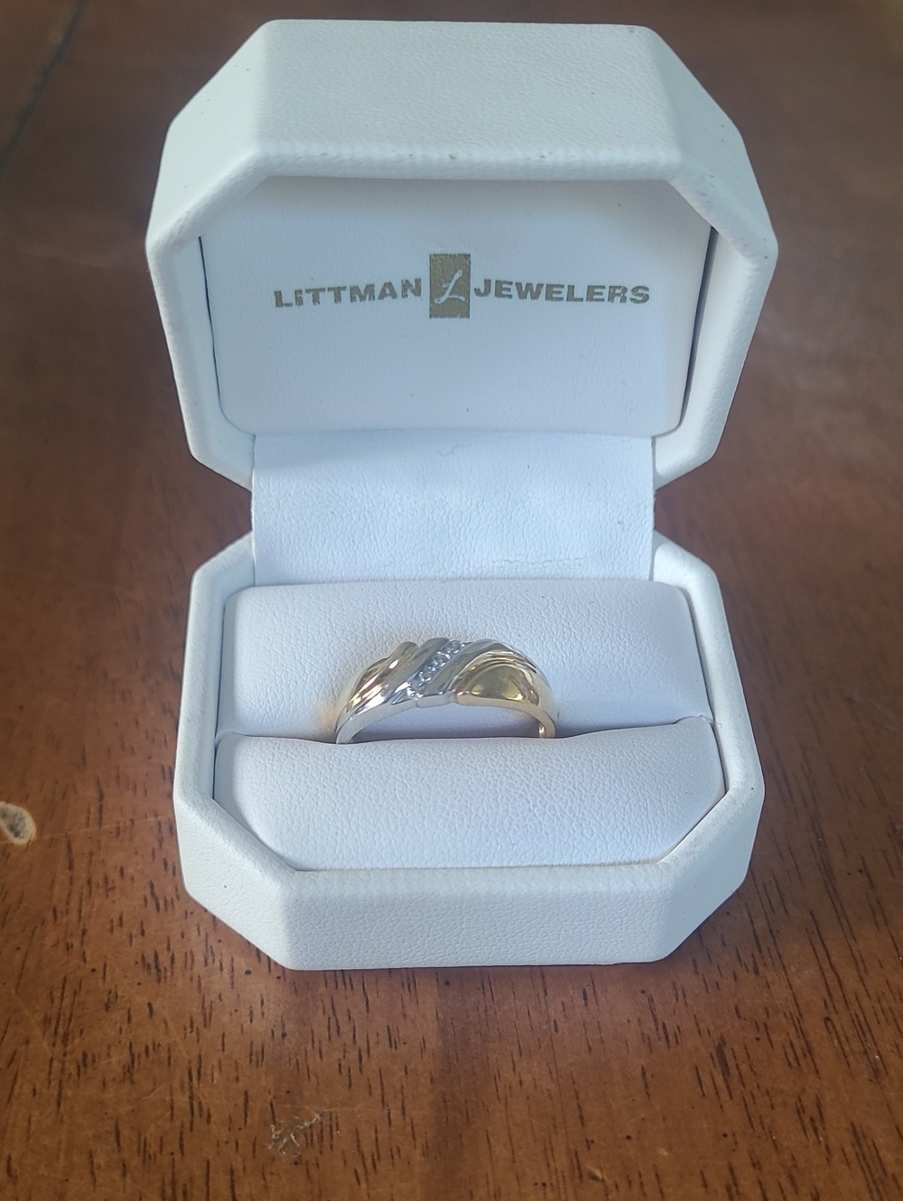 Two-Tone Gold and Silver Diamond Men's Wedding Ring